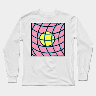 Pink Yellow Blue Hemisphere Geometric Abstract Acrylic Painting Long Sleeve T-Shirt